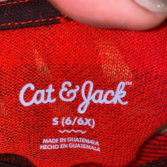 Cat & Jack red black Buffalo plaid longsleeve shirt size Small 6/6X girls​​ - Picture 3 of 5